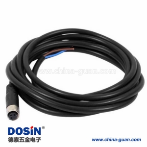 M8電纜插頭3芯防水直式注塑母插頭焊線(xiàn)24AWG1M