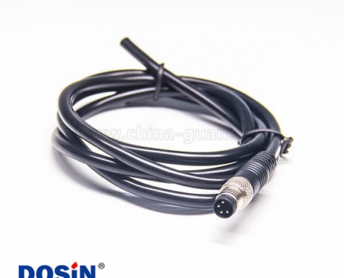 M84芯電纜公頭單邊直式注塑線材24AWG 1M PVC外皮