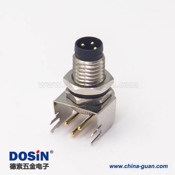傳感器m8連接器直式3pin母頭插座前鎖板防水接頭PCB板安裝 傳感器m8連接器直式3pin母頭插座前鎖板防水接頭PCB板安裝