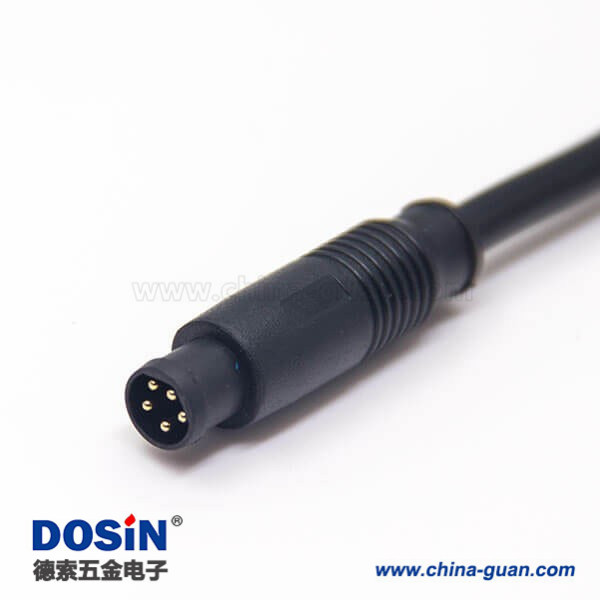M8直通快插接頭電纜B扣5芯公轉(zhuǎn)母直式24AWG線長1米
