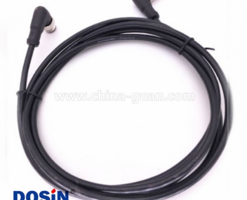 M8彎角母頭4芯成型式插頭轉(zhuǎn)M18/TQ 10芯公頭直式接PVC 24AWG線20公分
