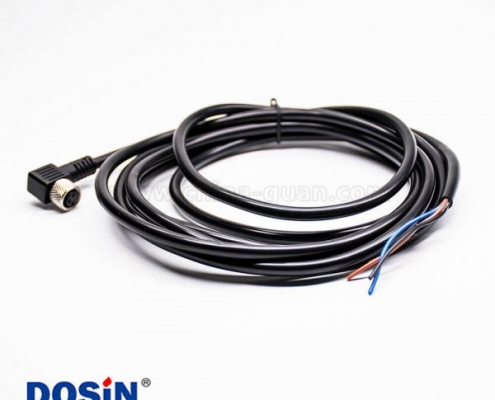 m8傳感器連接線3芯母頭彎式單邊線焊接接線26AWG3米