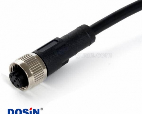 M12防水連接器 4pin A型編碼預(yù)鑄式帶線型母頭直式防水不帶屏蔽插頭1M AWG22