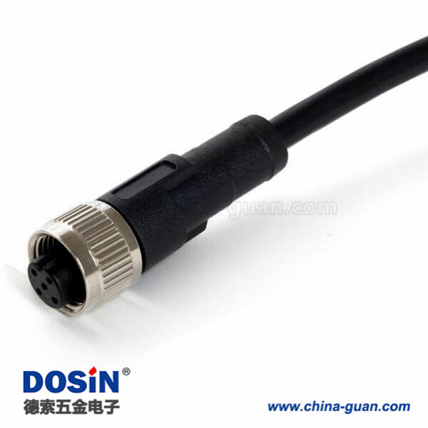 M12防水連接器 4pin A型編碼預(yù)鑄式帶線型母頭直式防水不帶屏蔽插頭1M AWG22 M12防水連接器 4pin A型編碼預(yù)鑄式帶線型母頭直式防水不帶屏蔽插頭1M AWG22
