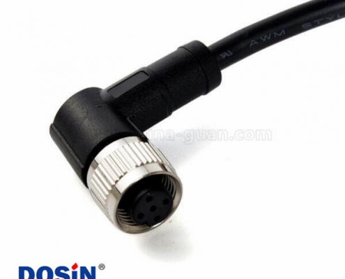 M12 注塑線 4pin A型母頭不帶屏蔽成型式帶線1M AWG22預(yù)鑄式PVC外被