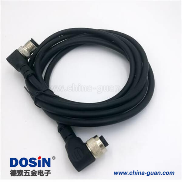 M12電纜彎母頭5孔雙邊帶線1M AWG24連接器不帶屏蔽防水 M12電纜彎母頭5孔雙邊帶線1M AWG24連接器不帶屏蔽防水