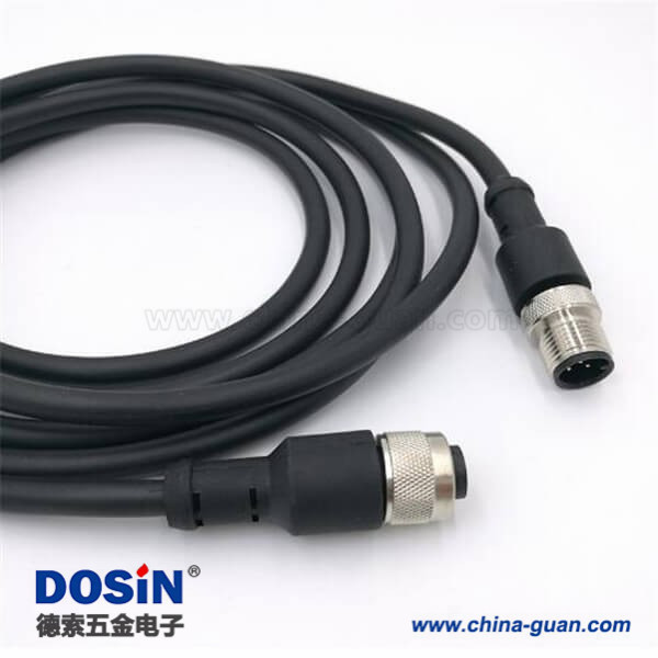 M12 4芯防水線航空雙頭連接器直式帶線電纜2M AWG22不帶屏蔽 M12 4芯防水線航空雙頭連接器直式帶線電纜2M AWG22不帶屏蔽