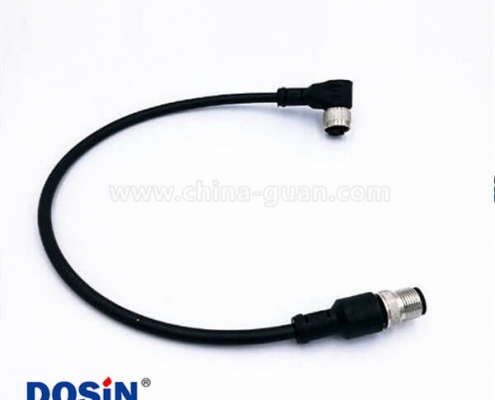 航空插頭M12-4P注塑帶線雙頭防水連接器帶線1M AWG24直轉(zhuǎn)彎不帶屏蔽