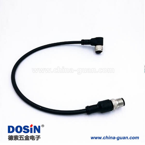 航空插頭M12-4P注塑帶線雙頭防水連接器帶線1M AWG24直轉(zhuǎn)彎不帶屏蔽 航空插頭M12-4P注塑帶線雙頭防水連接器帶線1M AWG24直轉(zhuǎn)彎不帶屏蔽