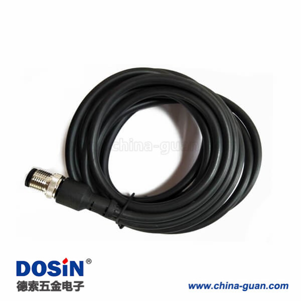 M12注塑線3芯公頭單邊電纜5M AWG22 IP67防水直式成型線不帶屏蔽 M12注塑線3芯公頭單邊電纜5M AWG22 IP67防水直式成型線不帶屏蔽