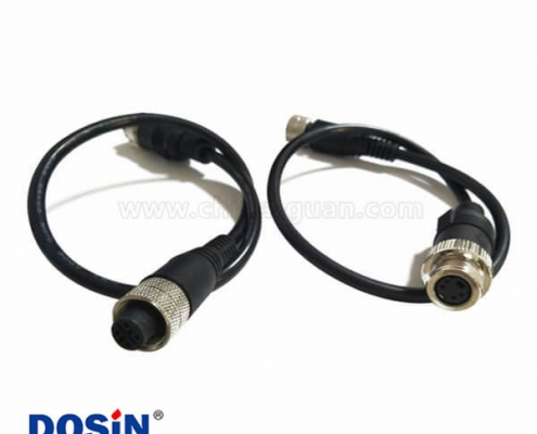 M12成型線4芯母頭轉(zhuǎn)MINI DIN 4芯母頭直式A扣不帶屏蔽注塑線30CM AWG22