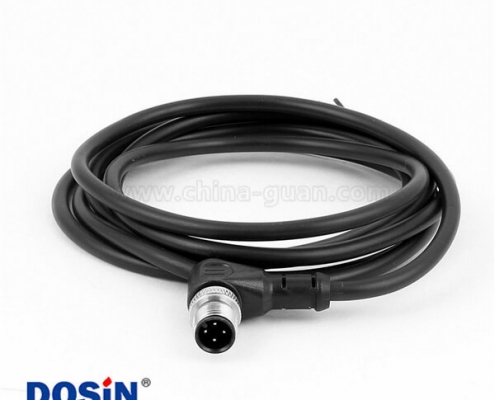 M12傳感器接頭4芯連接線彎頭A扣不帶屏蔽單邊帶線2M AWG22