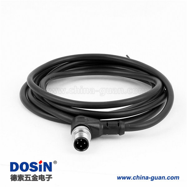 M12傳感器接頭4芯連接線彎頭A扣不帶屏蔽單邊帶線2M AWG22 M12傳感器接頭4芯連接線彎頭A扣不帶屏蔽單邊帶線2M AWG22
