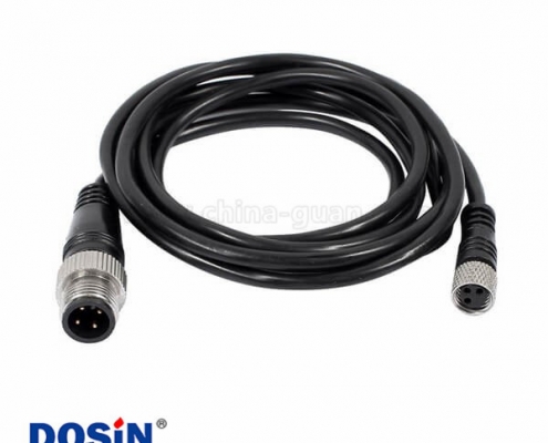 M12航空電纜A Code 4芯公頭轉(zhuǎn)M8 3芯母頭雙邊注塑成型線2M AWG24不帶屏蔽