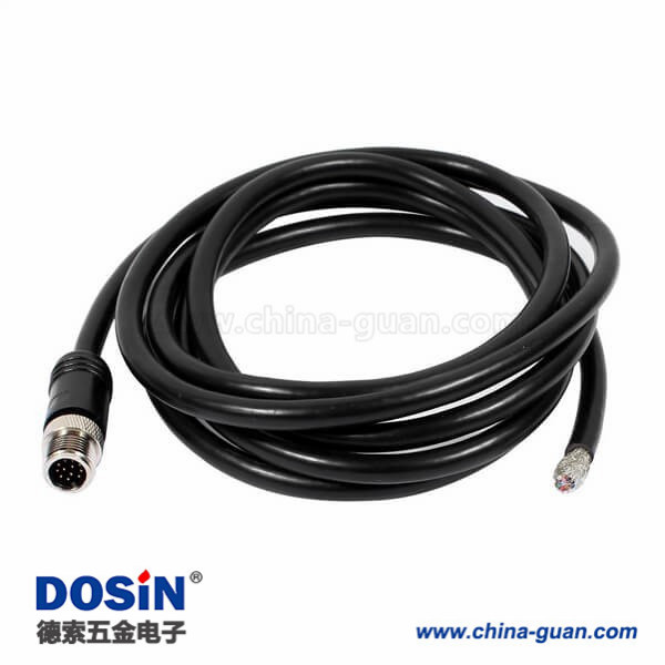 塑封防水M12接頭12pin 公頭A扣不帶屏蔽直式單邊注塑線2M AWG26 塑封防水M12接頭12pin 公頭A扣不帶屏蔽直式單邊注塑線2M AWG26
