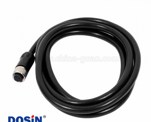 IP67防水連接器 M12連接器12Pin A-Code 母直頭帶線航空插頭1M AWG22不帶屏蔽