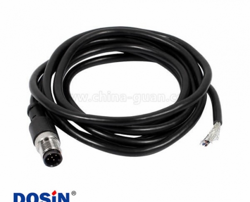 M12電纜直公頭5針帶線1.5M AWG22連接器通訊設(shè)備A扣不帶屏蔽插頭配件