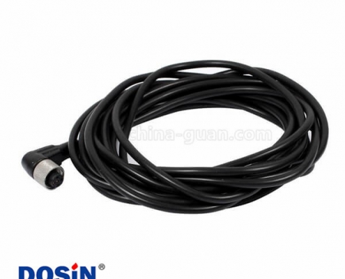 M12防水連接器 5pin 公彎頭A型編碼預(yù)鑄式帶線型防水插頭5M AWG22帶屏蔽