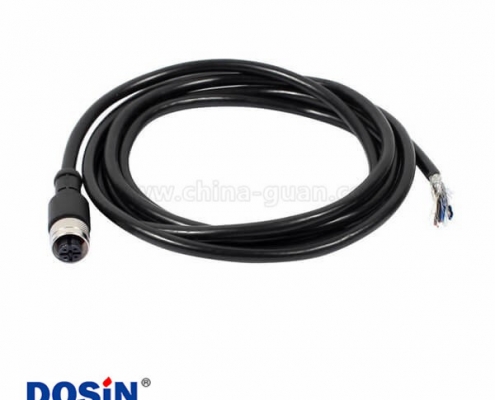 M12連接器5p A型 母直頭成型式帶線插頭不銹鋼螺絲防水不帶屏蔽2M AWG22