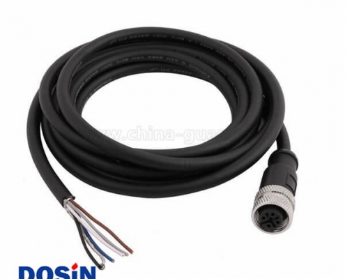 M12連接器5P A型 公頭成型式帶線1.5M AWG22插頭防水A扣不帶屏蔽