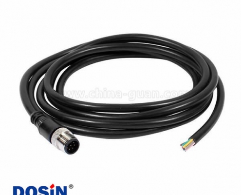 8芯M12接頭A扣公頭單邊注塑成型線直式不帶屏蔽2M AWG24
