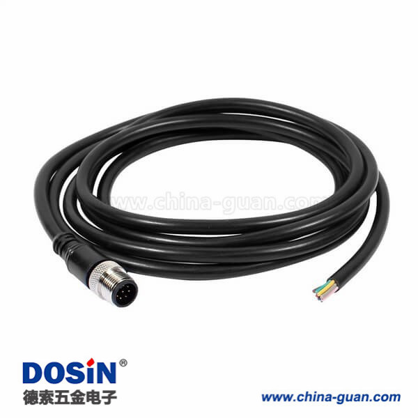 8芯M12接頭A扣公頭單邊注塑成型線直式不帶屏蔽2M AWG24 8芯M12接頭A扣公頭單邊注塑成型線直式不帶屏蔽2M AWG24