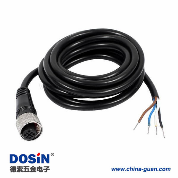 M12航空接頭4芯A Code 母頭單邊注塑線材2M AWG22防水接頭不帶屏蔽 M12航空接頭4芯A Code 母頭單邊注塑線材2M AWG22防水接頭不帶屏蔽