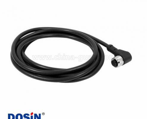 M12連接器8pin A型 母彎頭不帶屏蔽預(yù)鑄式帶線2M防水插頭2M AWG22