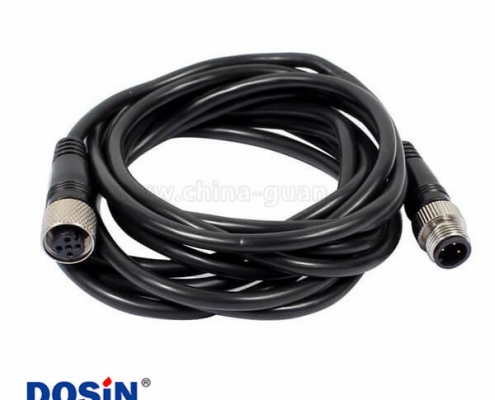 M12 5針5米延長線5芯母頭A扣轉(zhuǎn)3芯公頭不帶屏蔽5M AWG22