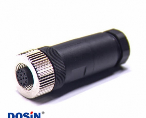 M12現(xiàn)場組裝插頭A編碼12芯母直式不帶屏蔽塑料外殼PG9
