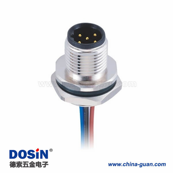 M12 防水連接器5pin B型板端公座子后鎖焊接帶線50CM AWG22傳感帶屏蔽 M12 防水連接器5pin B型板端公座子后鎖焊接帶線50CM AWG22傳感帶屏蔽