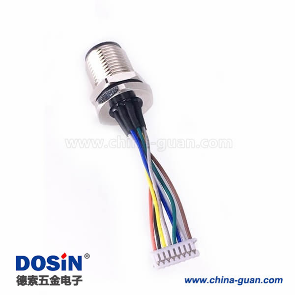 M12 8芯線 A Code 前鎖板焊線座子帶端子線30CM AWG24帶屏蔽 M12 8芯線 A Code 前鎖板焊線座子帶端子線30CM AWG24帶屏蔽