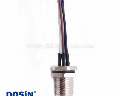 M12 5芯 A Code 公頭前鎖板焊線座子帶線30CM AWG22帶屏蔽