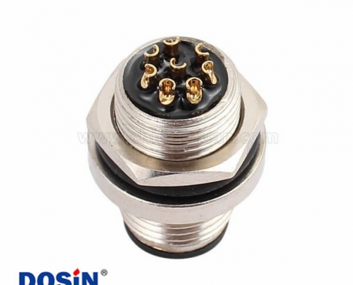 M12 8芯公頭板端后鎖板焊線插座防水連接器10PCS