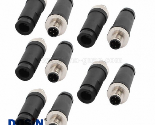 M12現(xiàn)場組裝插頭A編碼4芯公直式不帶屏蔽塑料外殼PG9定制