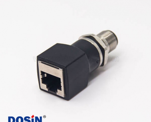 m12A扣防水直式4pin穿墻轉(zhuǎn)rj45直型轉(zhuǎn)接頭
