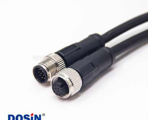 m12電纜接頭A型180度公轉(zhuǎn)母12芯傳感器不帶屏蔽1M AWG24