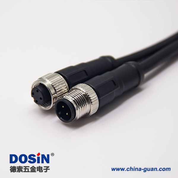 電纜接頭m12四芯A編碼公對母直式帶屏蔽注塑線1M AWG22 電纜接頭m12四芯A編碼公對母直式帶屏蔽注塑線1M AWG22