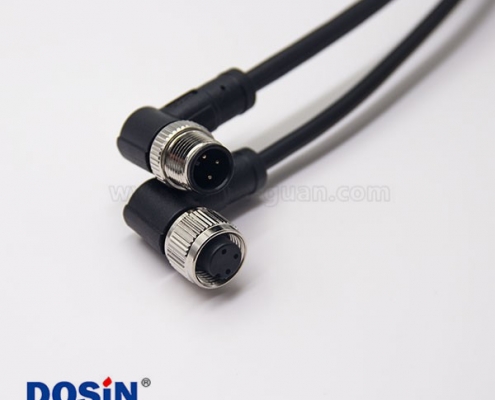 m12電纜彎母頭A編碼3芯不帶屏蔽工業(yè)防水連接器1M AWG22