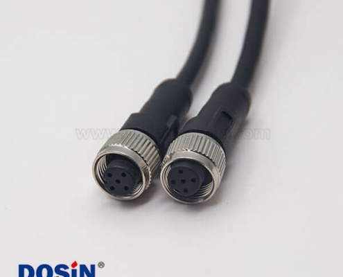 m12標準電纜A編碼5芯母頭直式180度注塑線不帶屏蔽雙邊1M AWG22