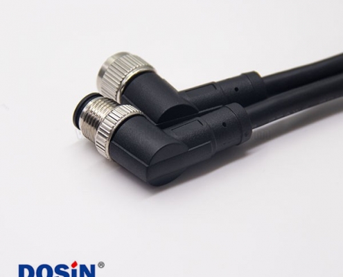 m12電纜信號線5芯90度公對母A編碼工業(yè)防水插頭不帶屏蔽1M AWG22