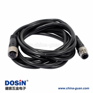 m12 3芯轉5芯電纜公轉母直式A型不帶屏蔽1M AWG22