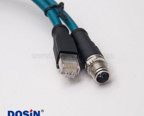 M12 8芯 X型轉(zhuǎn)Rj45電纜M12直式公頭轉(zhuǎn)Rj45直式水晶頭1M線長