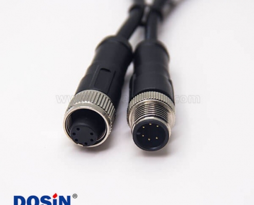 m12 6芯電纜插頭180度注塑線纜A編碼不帶屏蔽1M AWG24