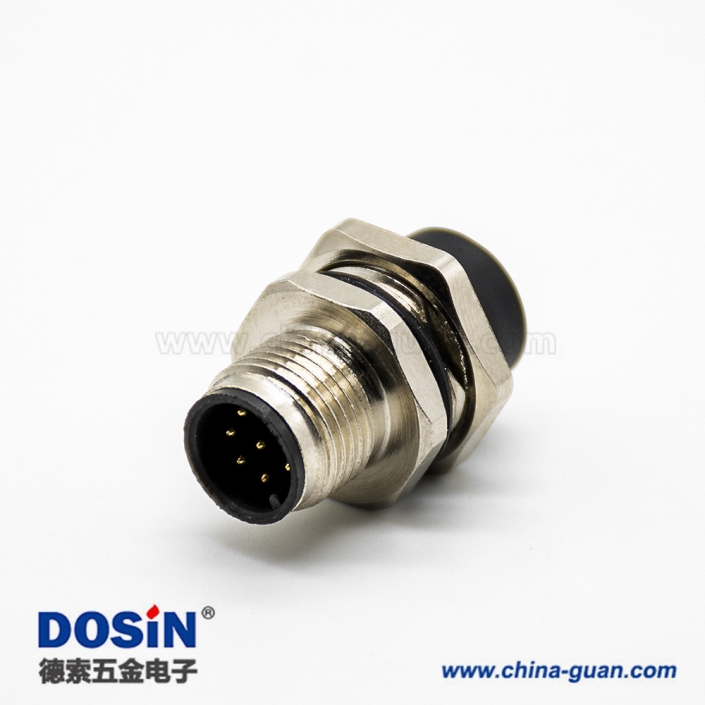 插座8芯后鎖板A扣直式公頭接PCB板防水M12傳感器連接器 插座8芯后鎖板A扣直式公頭接PCB板防水M12傳感器連接器