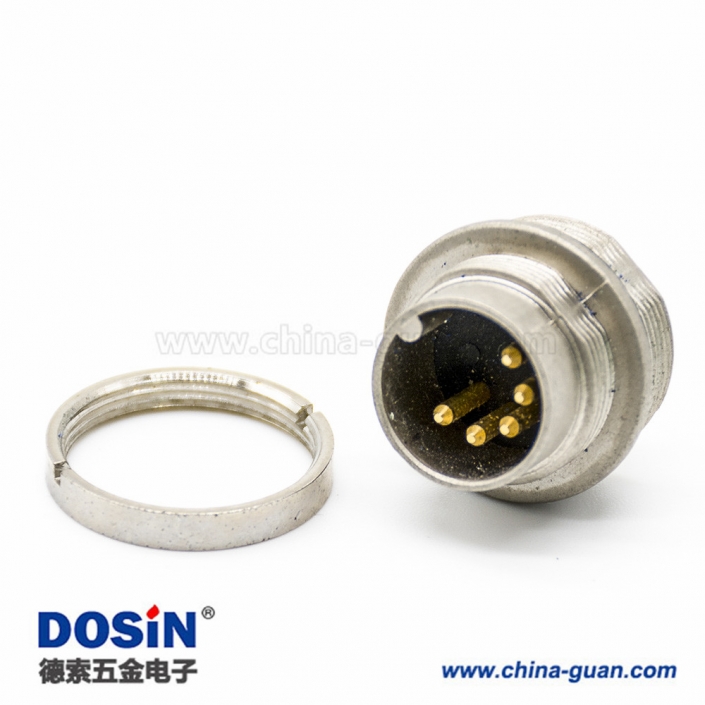 M16 5芯連接器公插座直式面板安裝后鎖板帶屏蔽 M16 5芯連接器公插座直式面板安裝后鎖板帶屏蔽