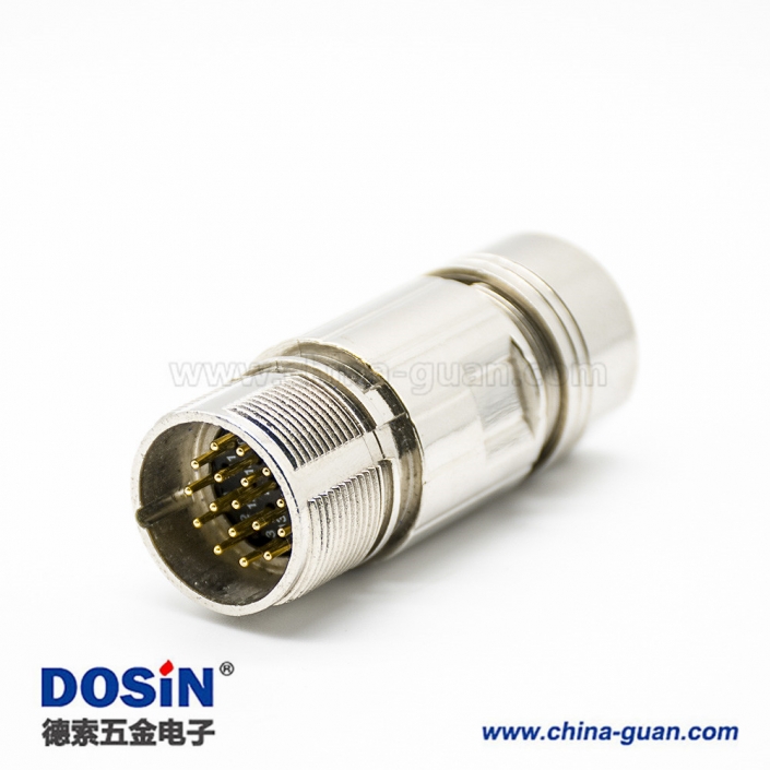 插頭M23 17針公頭直式焊線連接器 插頭M23 17針公頭直式焊線連接器