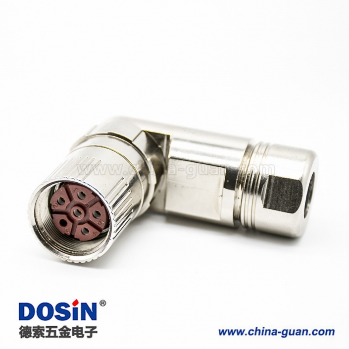 安費(fèi)諾M23連接器彎插頭6芯孔母頭接線焊線帶屏蔽 安費(fèi)諾M23連接器彎插頭6芯孔母頭接線焊線帶屏蔽