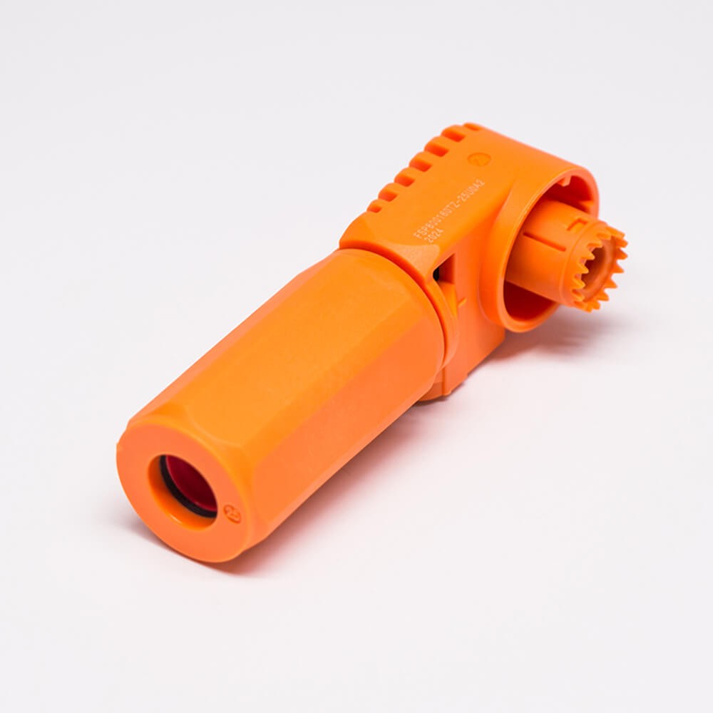 單芯防水連接器IP67橙色彎式6mm70A帶孔銅牌公母對接