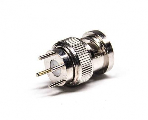 RF連接器BNC公頭直式180度鍍鎳插PCB板DOSIN-801-0150